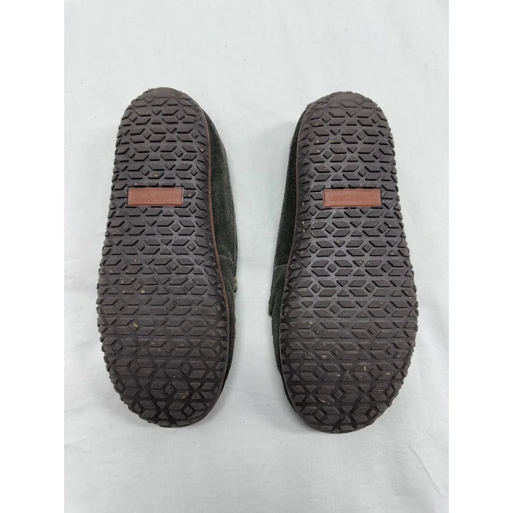 Minnetonka Kids Suede Sheepskin Lined Moccasin Slippers Shoes‎ Size 5 Gray